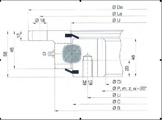 Я.1050.20.00- С-кольцо, я.1050.20.00.C вращающее кольцо 1048x841.6x56мм, JHB поставляется поставщик